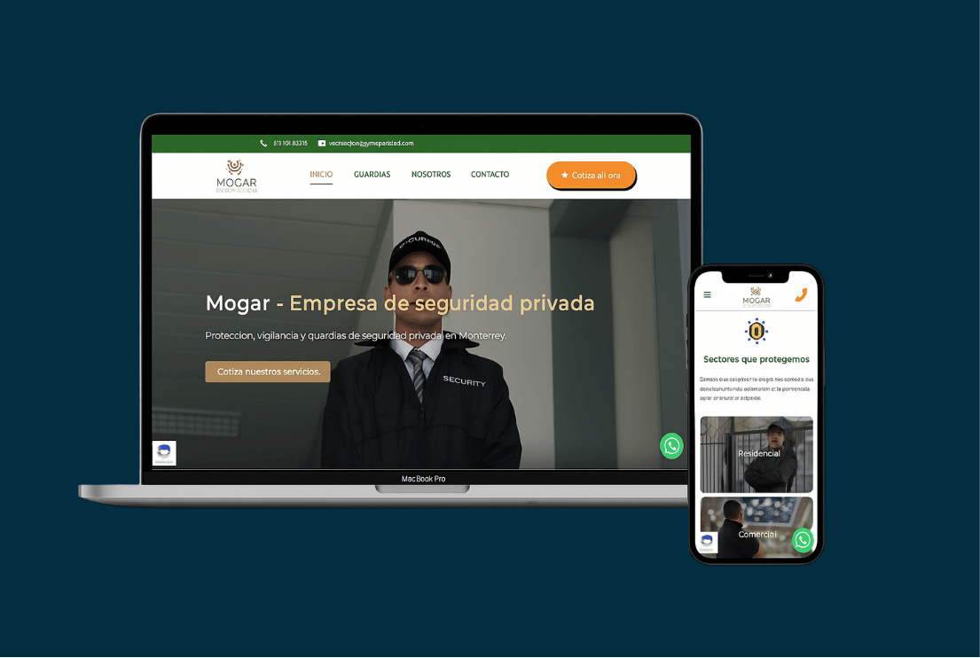 Mockup sitio web mogar seguridad