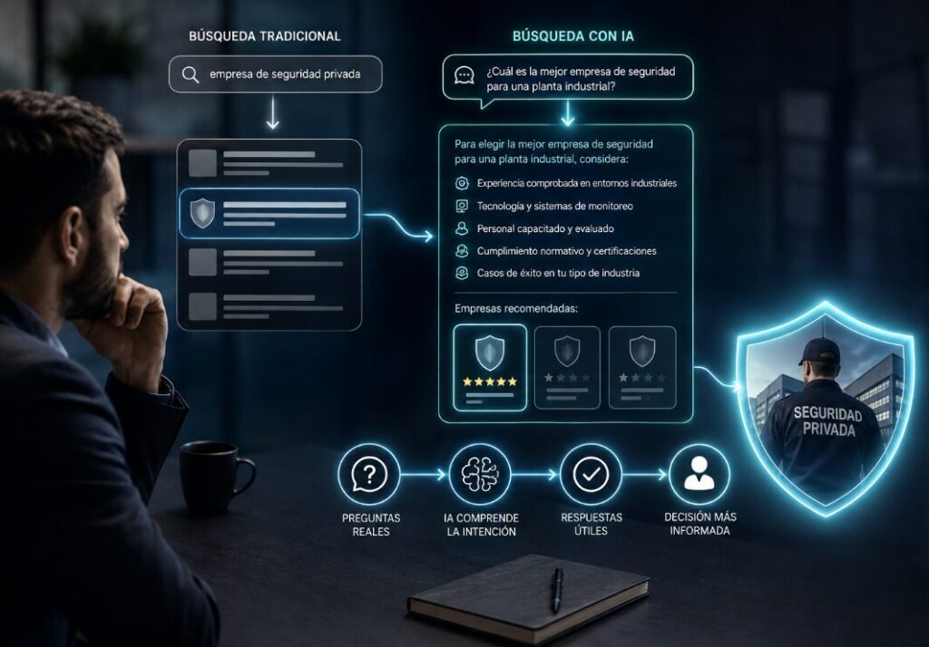 La inteligencia artificial está cambiando la forma en que tus clientes buscan empresas de seguridad